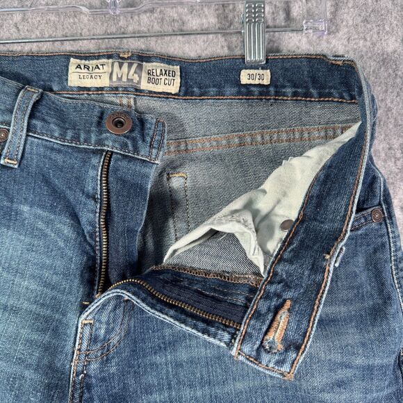 Ariat Legacy M4 Relaxed Boot Cut Jeans Mens 30x30 Blue Denim Work Wear Western - Picture 6 of 16